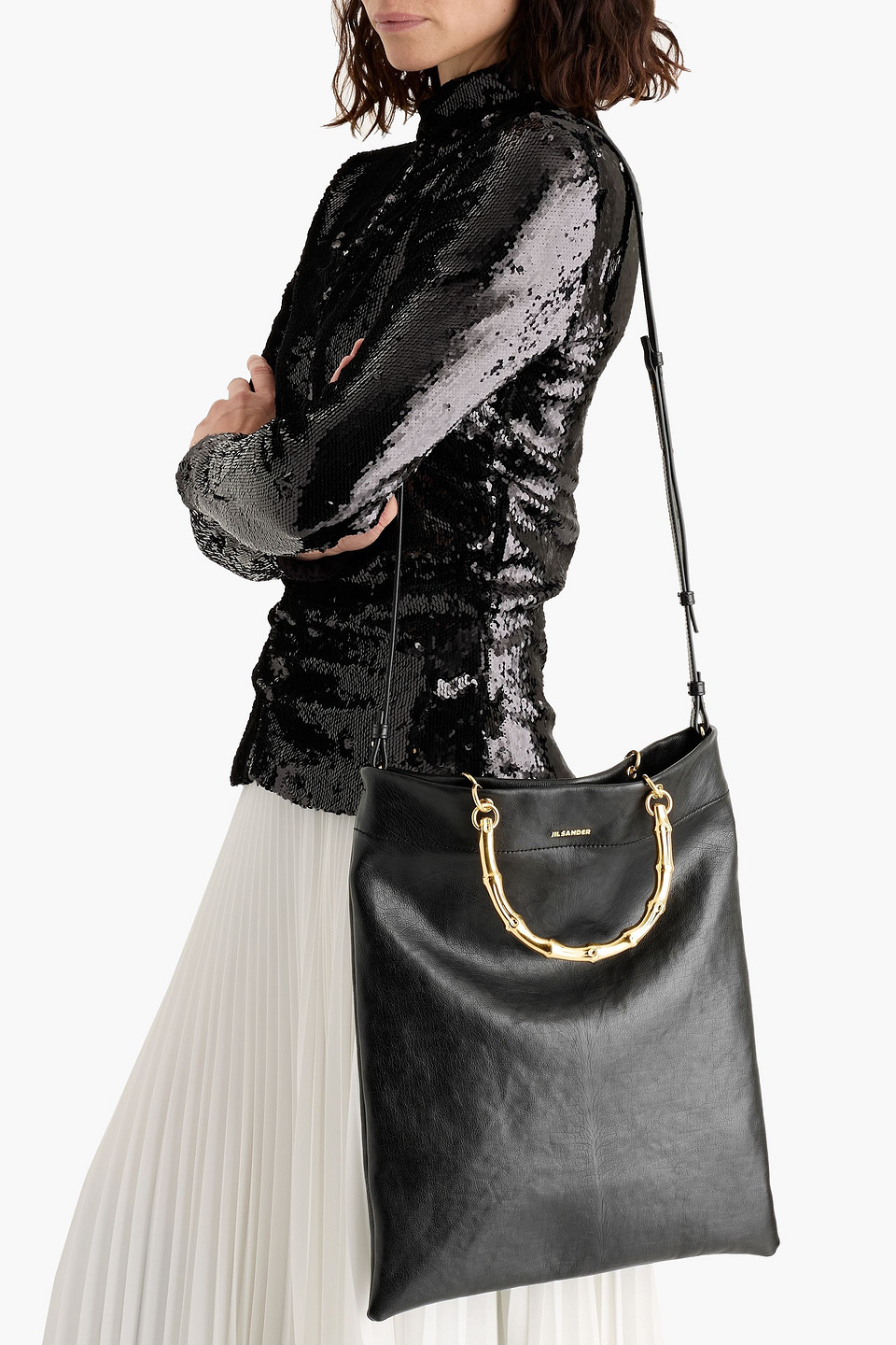 Jil Sander Leather Tote In Black