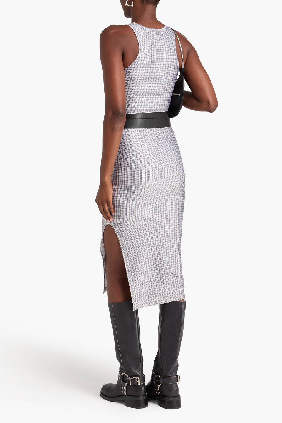  Coperni - Midikleid Aus Stretch-jersey Mit Karomuster - Grau - M 