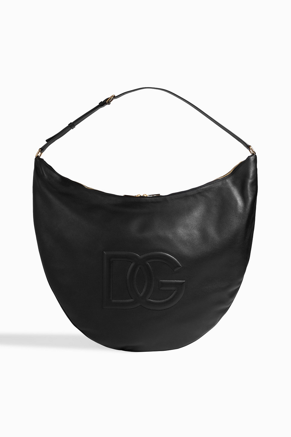 dolce & gabbana - embossed leather shoulder bag - black - onesize