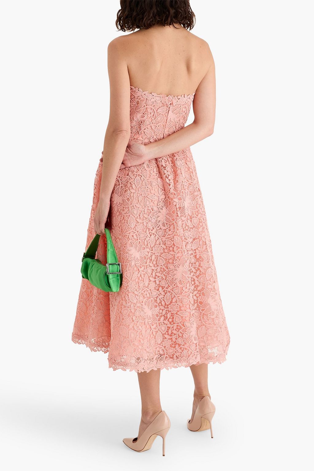 Carolina Herrera Strapless guipure lace midi dress - Women - Peach Dresses - US 8 Carolina Herrera Strapless guipure lace midi dress - Women - Peach Dresses - US 8