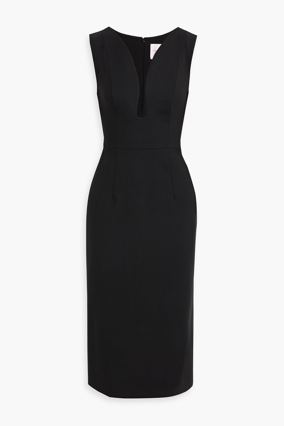 Carolina Herrera Grain De Poudre Wool-blend Midi Dress In Black