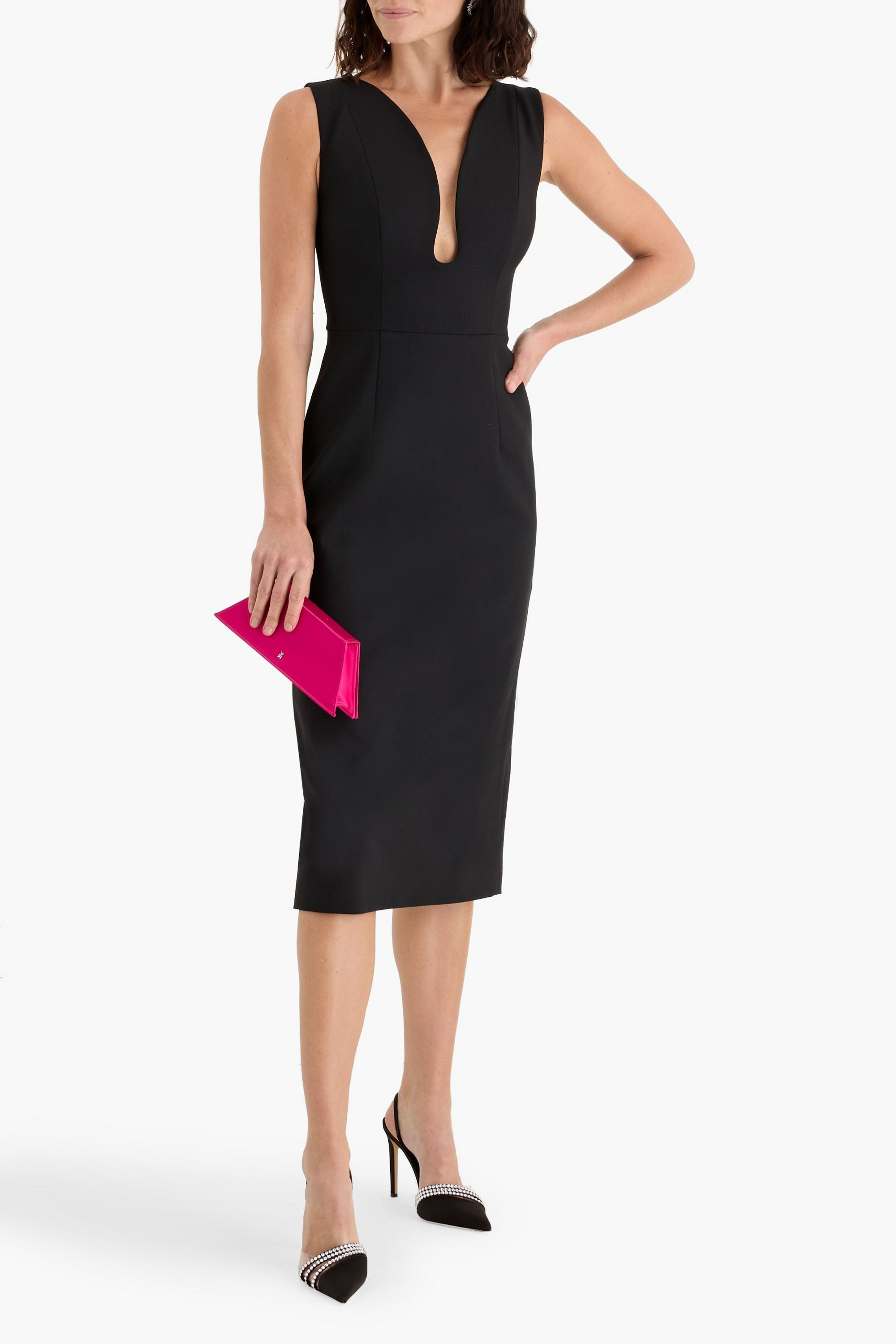Carolina Herrera Grain de poudre wool-blend midi dress