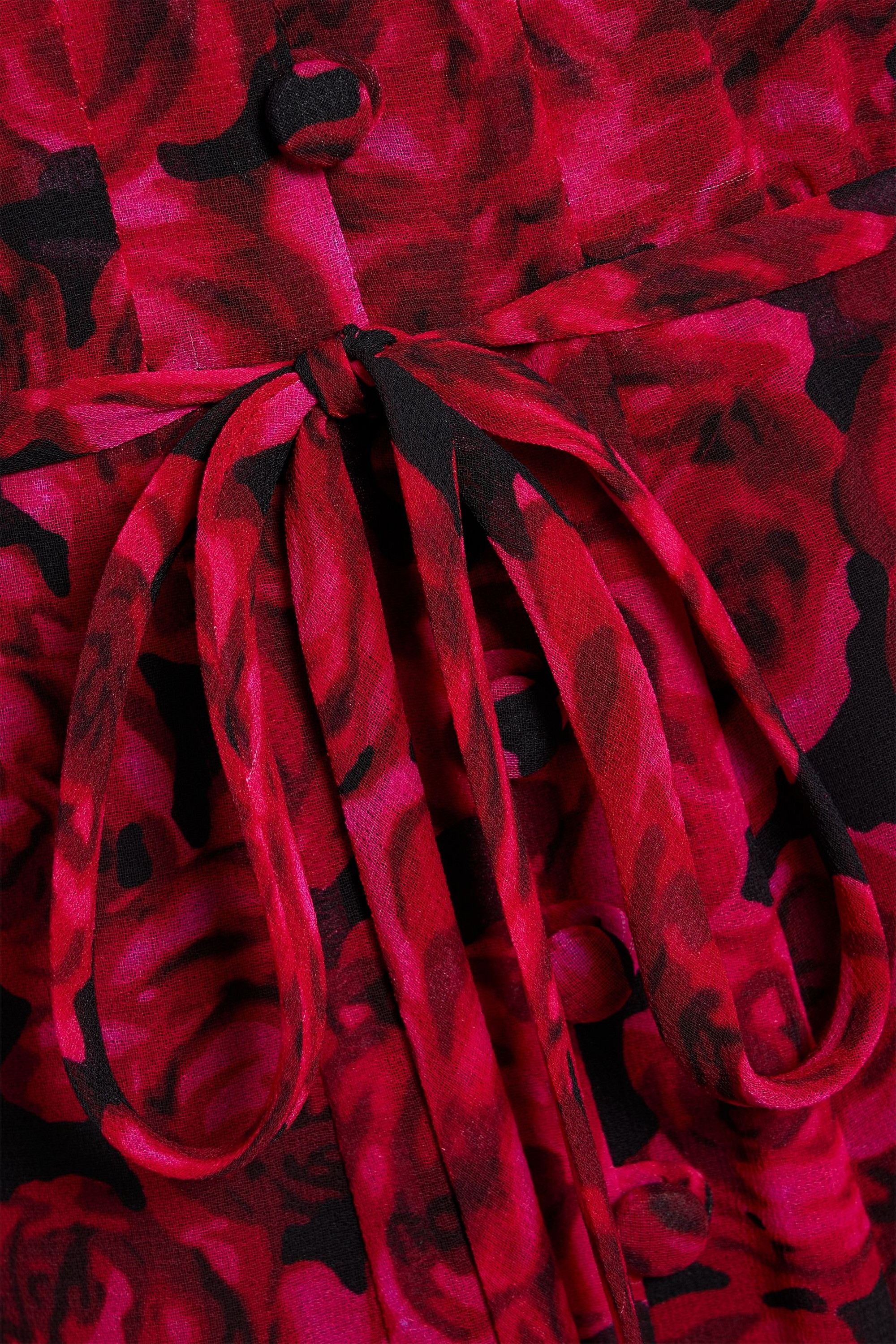 Carolina Herrera Ruffled floral-print chiffon midi dress thumbnail