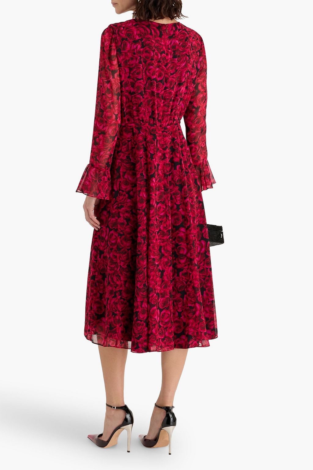 CAROLINA HERRERA Ruffled floral-print chiffon midi dress