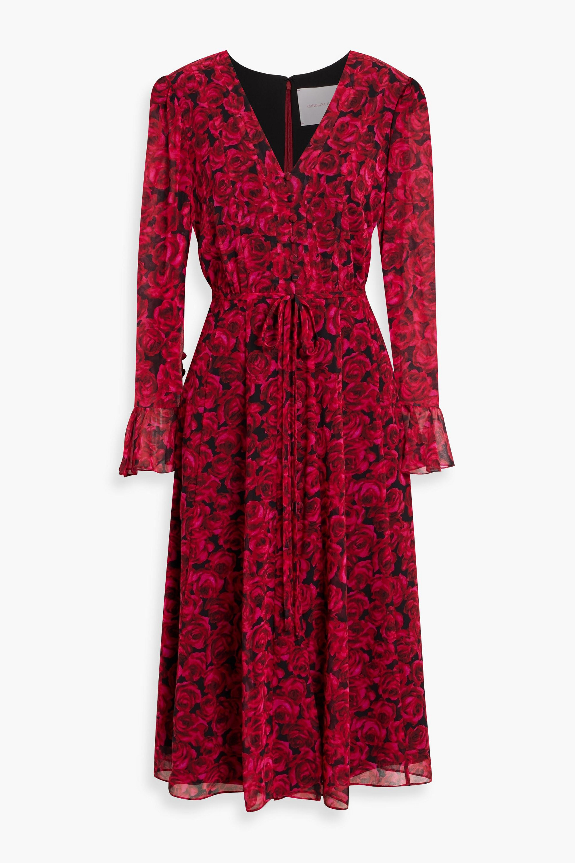 Carolina Herrera Ruffled floral-print chiffon midi dress thumbnail