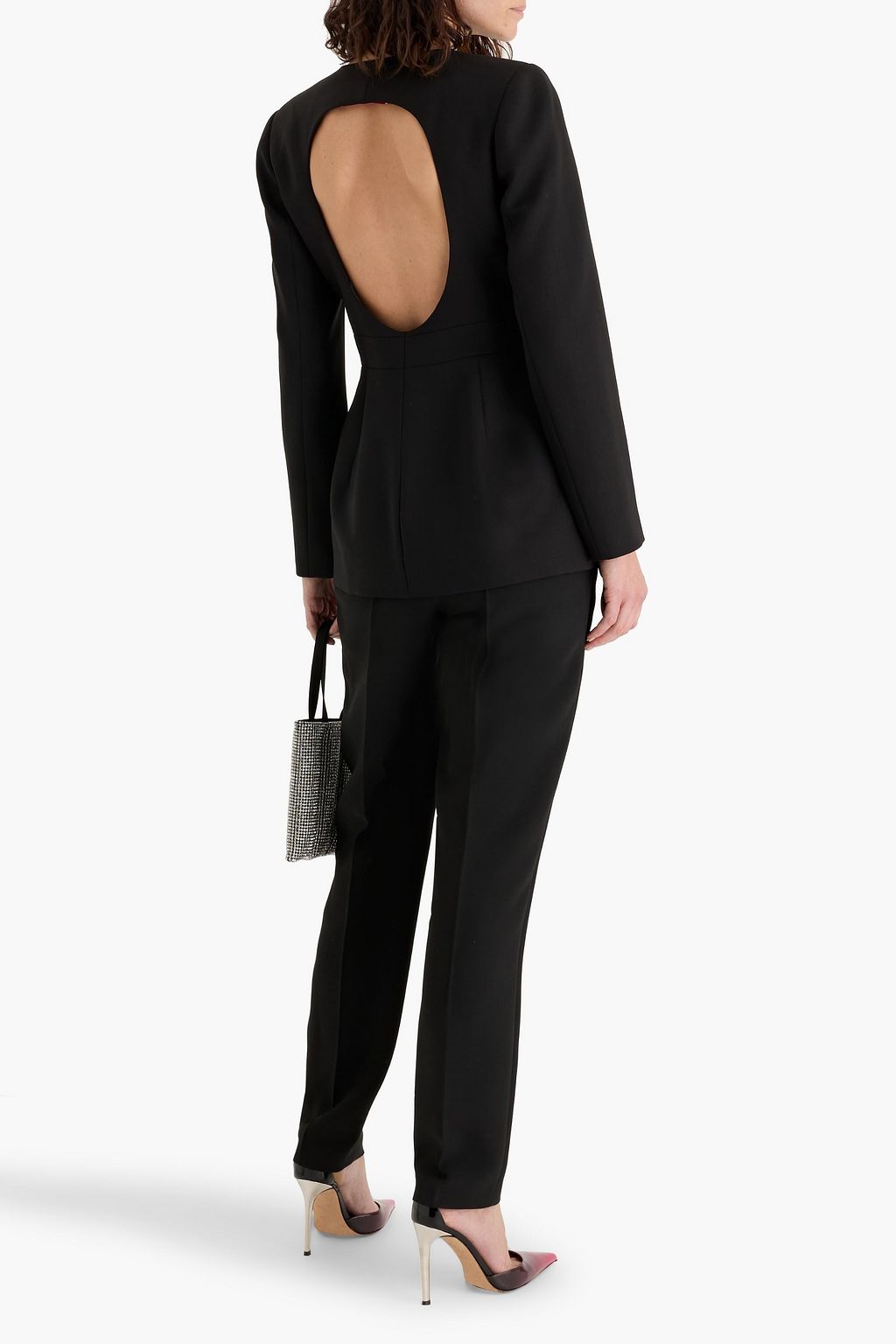 CAROLINA HERRERA Open-back tulle and grain de poudre wool-blend jacket