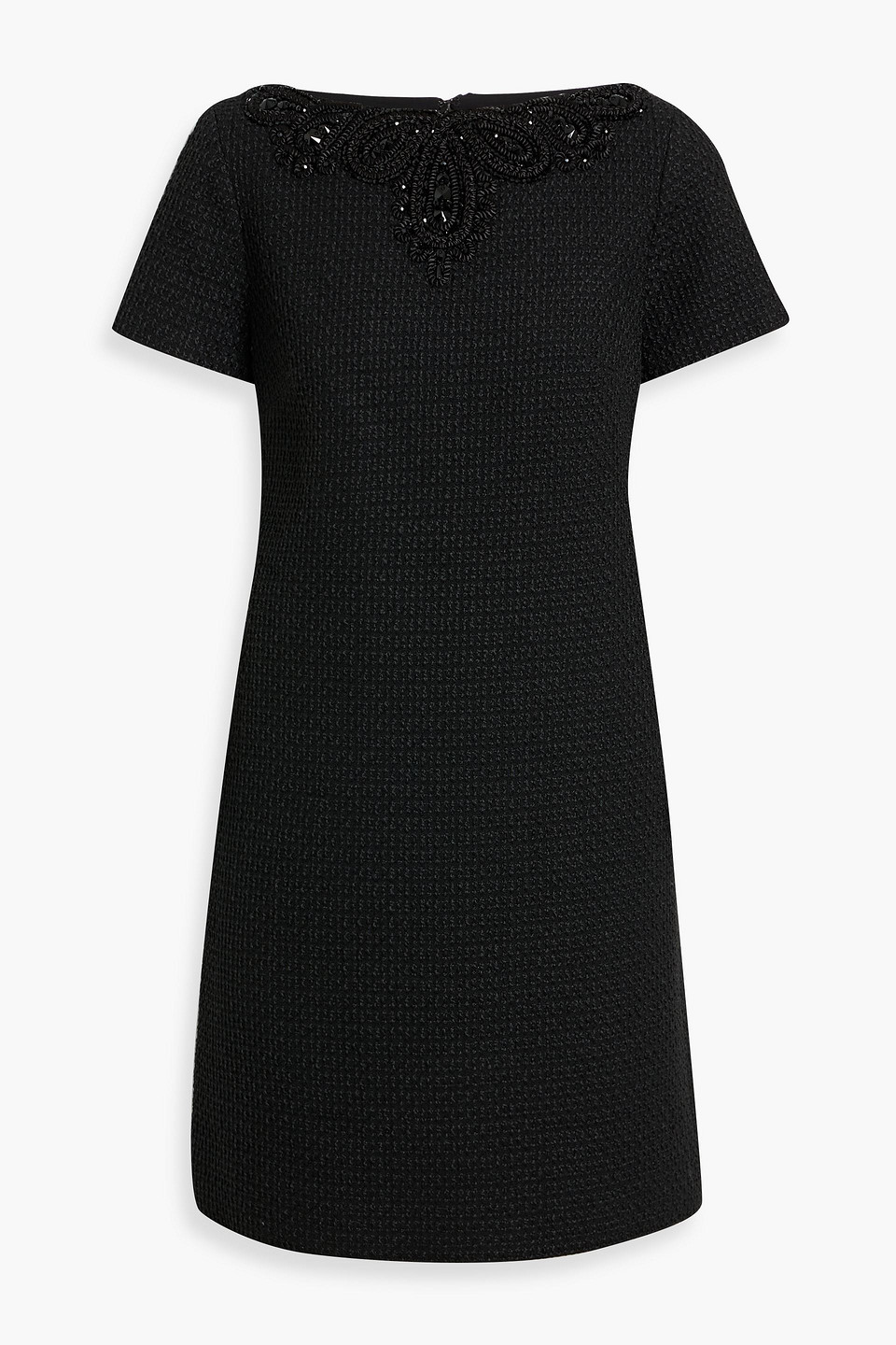 Carolina Herrera Embellished Tweed Mini Dress In Black