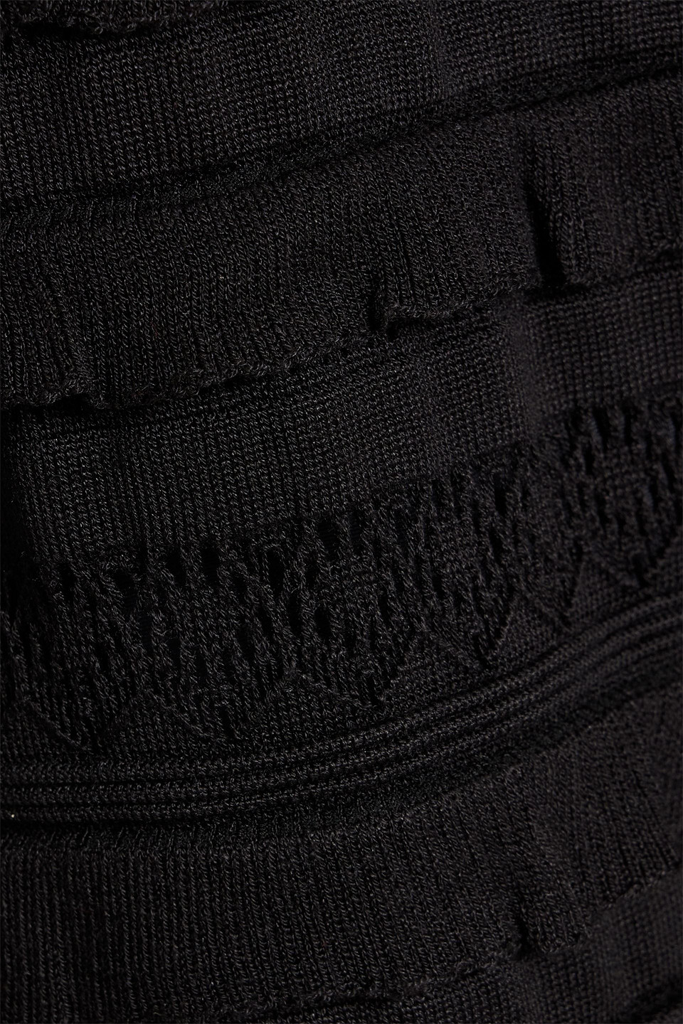 Carolina Herrera Ruffled Pointelle-knit Silk-blend Mini Dress In Black