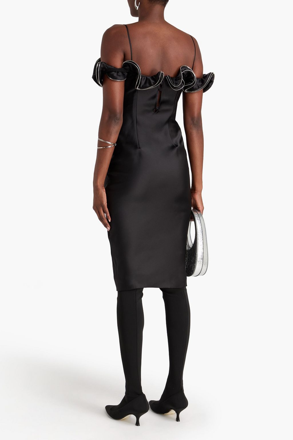 COPERNI Embellished ruffled satin-crepe midi dress