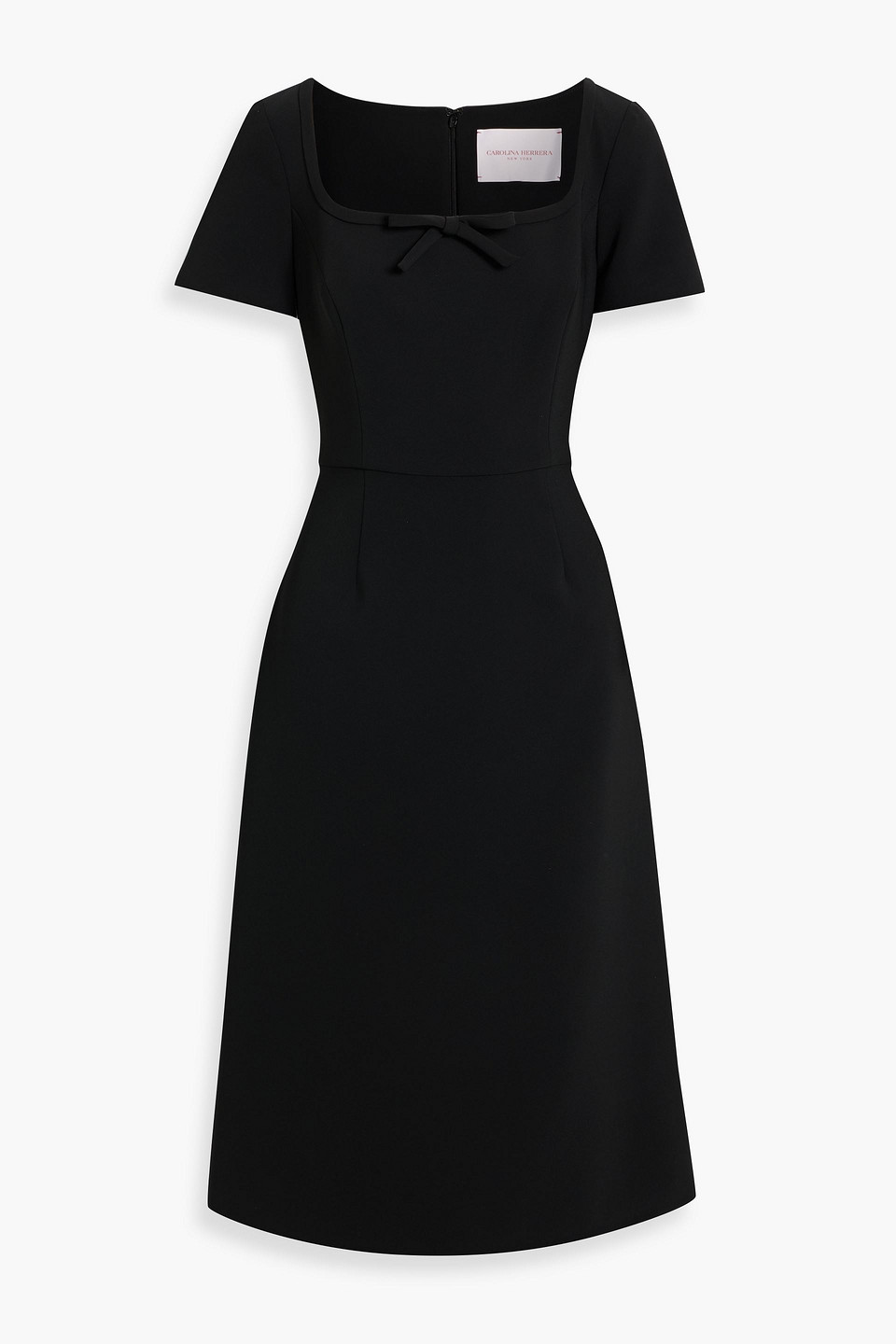 Carolina Herrera Bow-detailed Crepe Midi Dress In Black