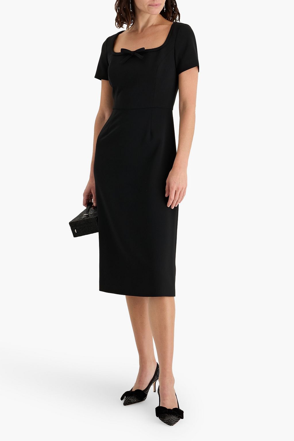 CAROLINA HERRERA Bow-detailed crepe midi dress