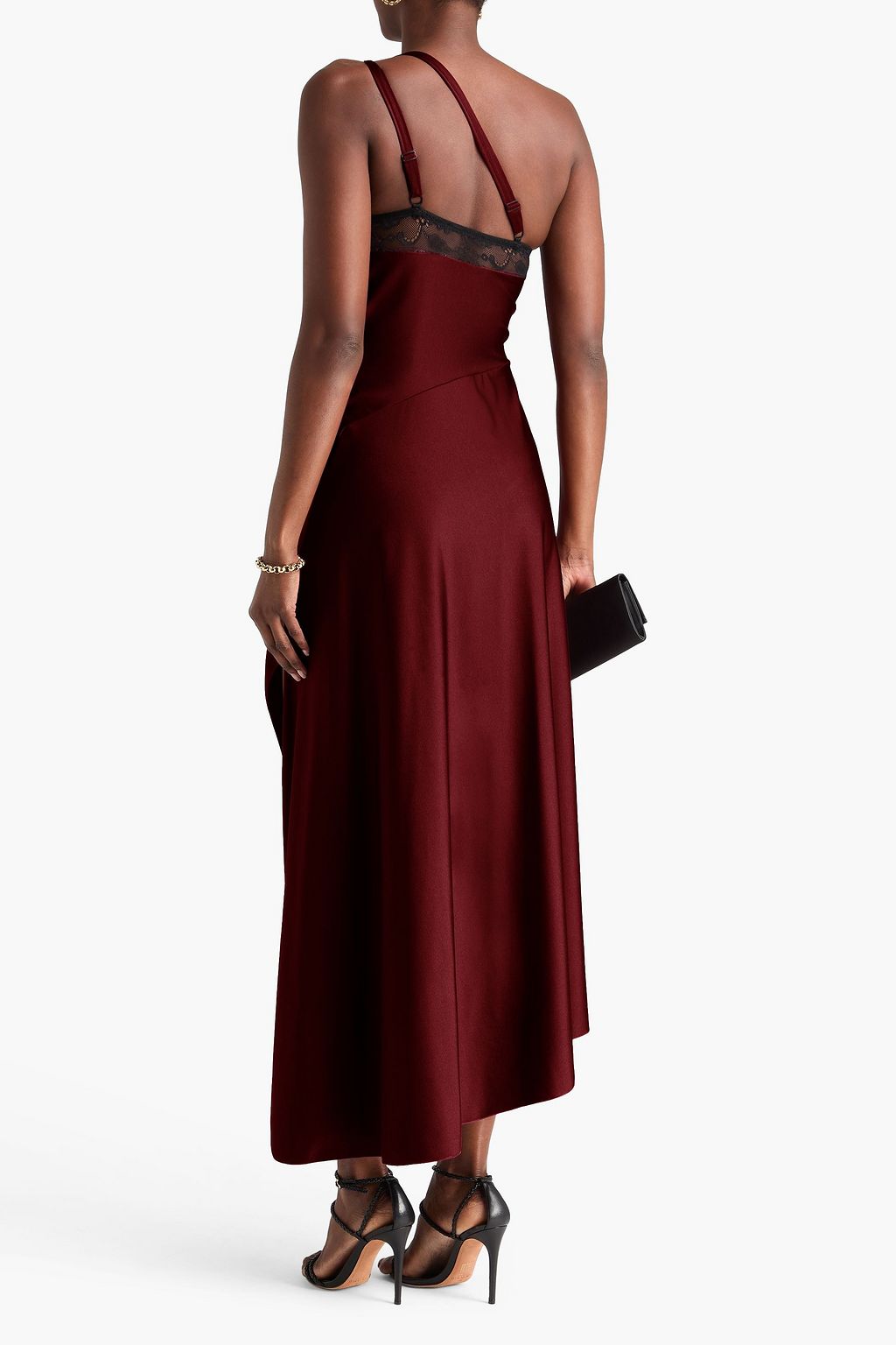 COPERNI Lace-trimmed cutout satin-jersey midi dress