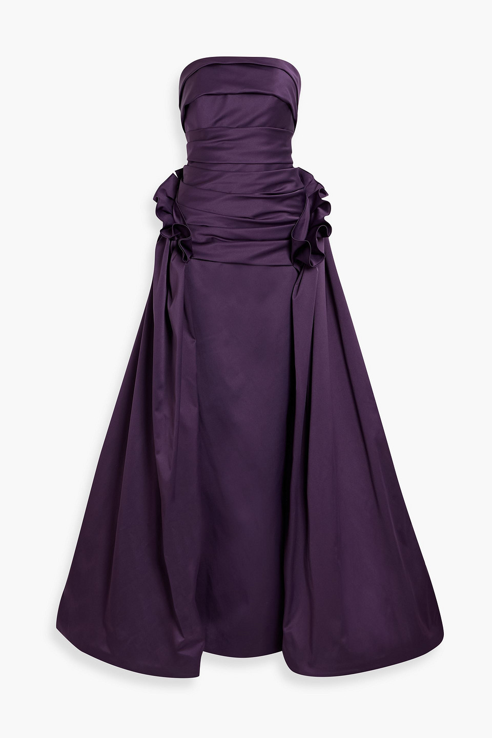 Carolina Herrera Strapless Ruffled Duchesse-satin Gown In Purple