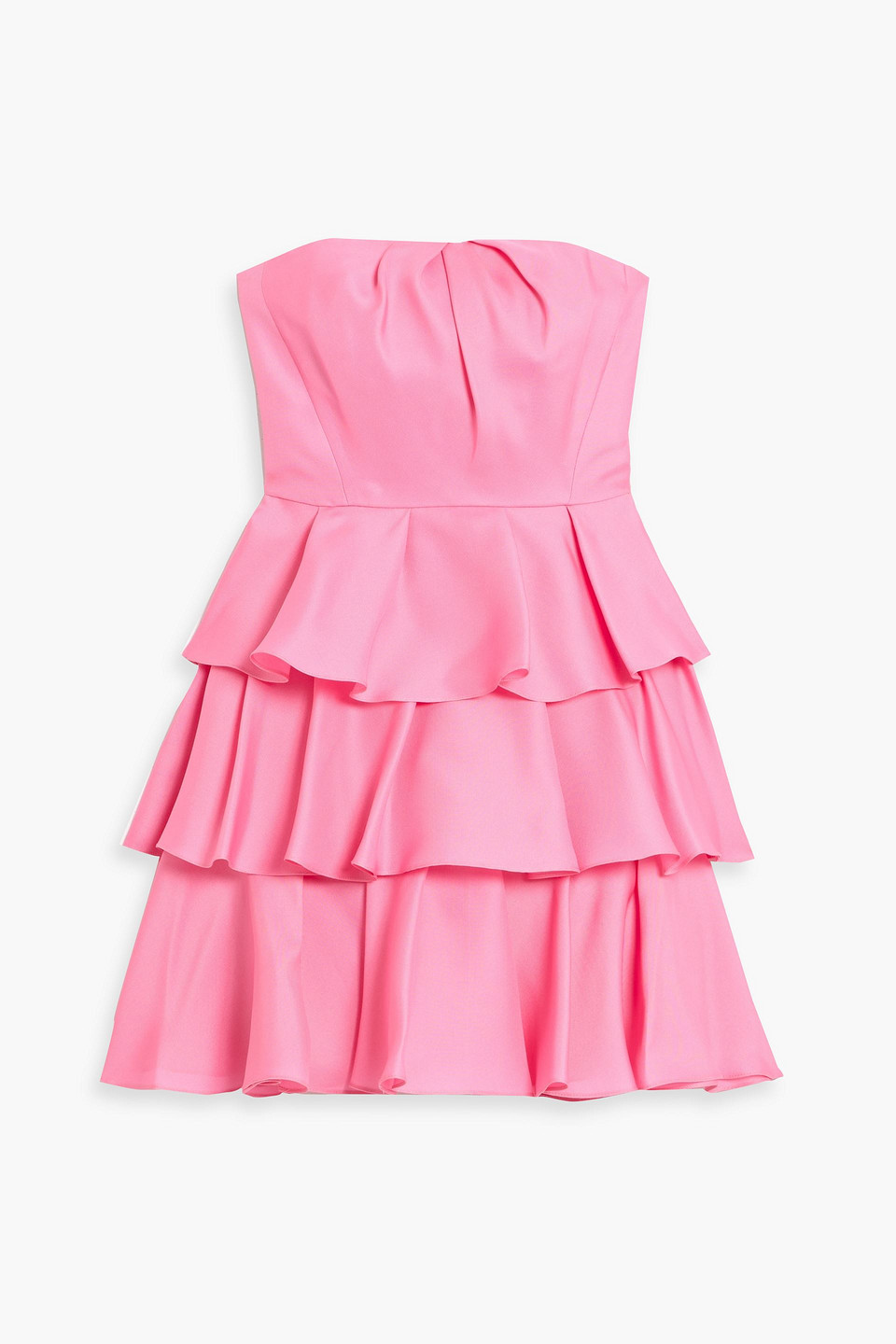 carolina herrera - strapless tiered silk crepe de chine mini dress - pink - us 0