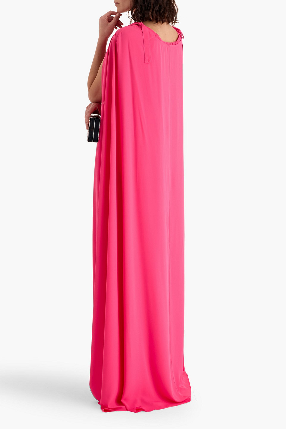 Carolina Herrera Cape-effect Crepe Gown In Pink