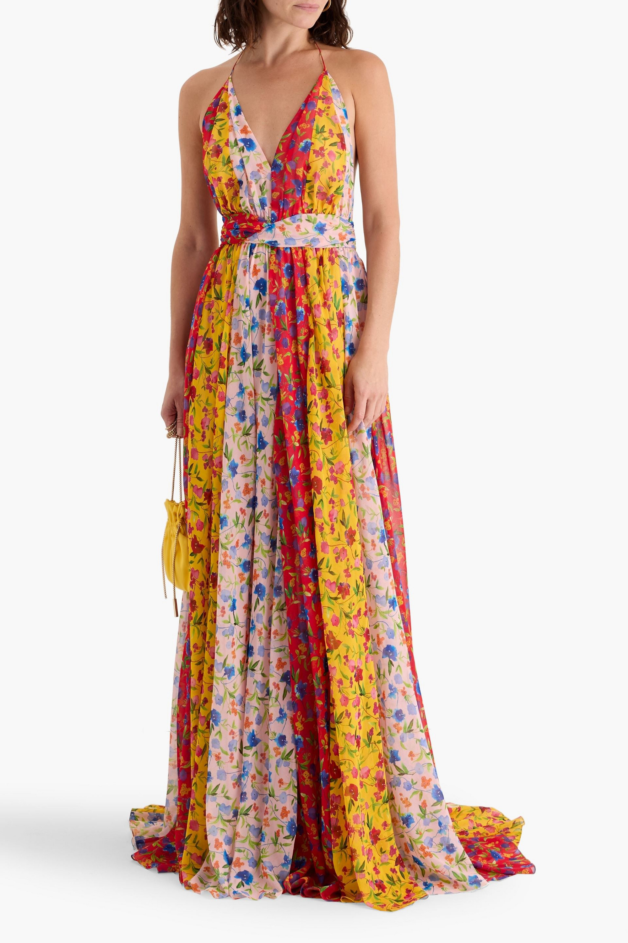 Carolina Herrera Floral-print chiffon halterneck gown