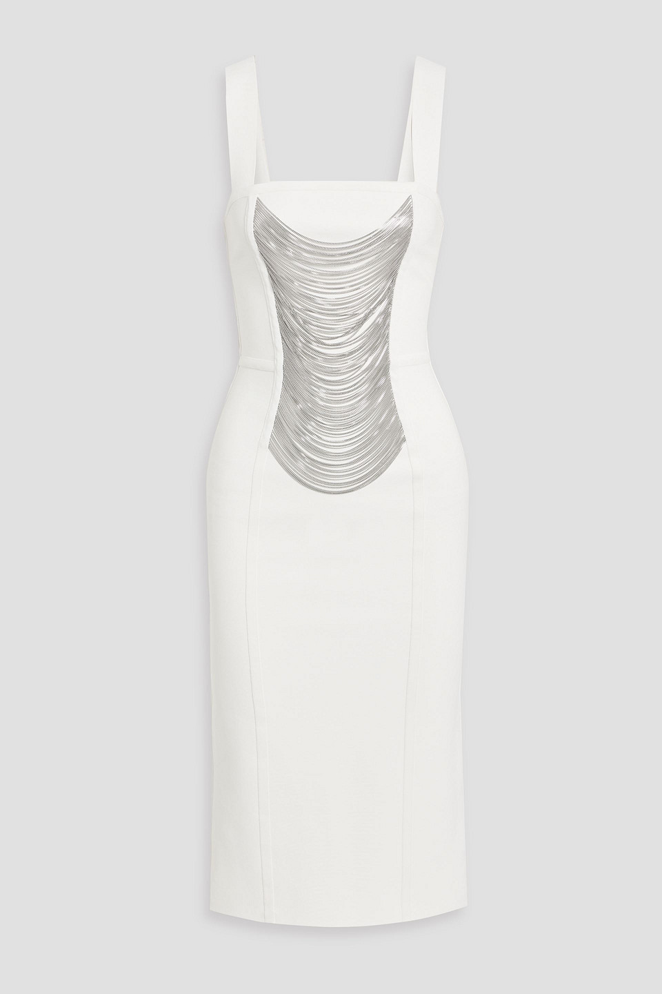 Hervã© Lã©ger Franchesca Chain-embellished Bandage Midi Dress In White