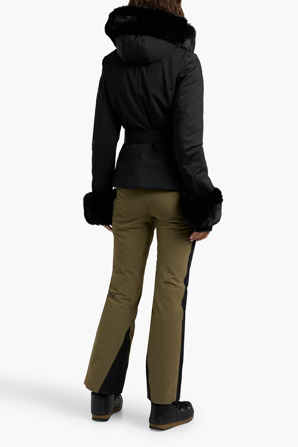 Goldbergh Giselle Plush-trimmed Stretch-shell Down Ski Jacket In Black