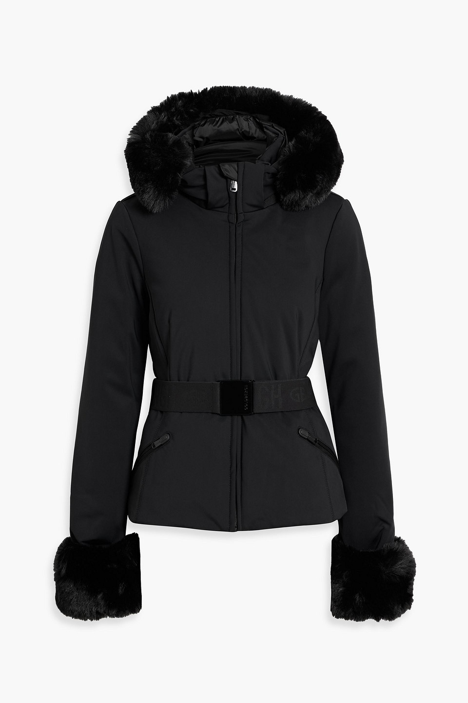 Goldbergh Giselle Plush-trimmed Stretch-shell Down Ski Jacket In Black