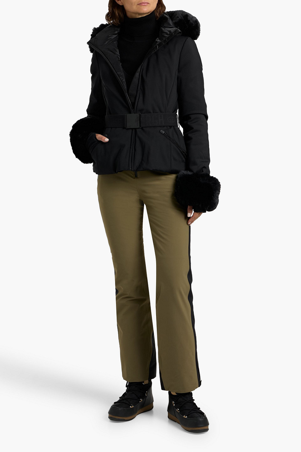 Goldbergh Giselle Plush-trimmed Stretch-shell Down Ski Jacket In Black