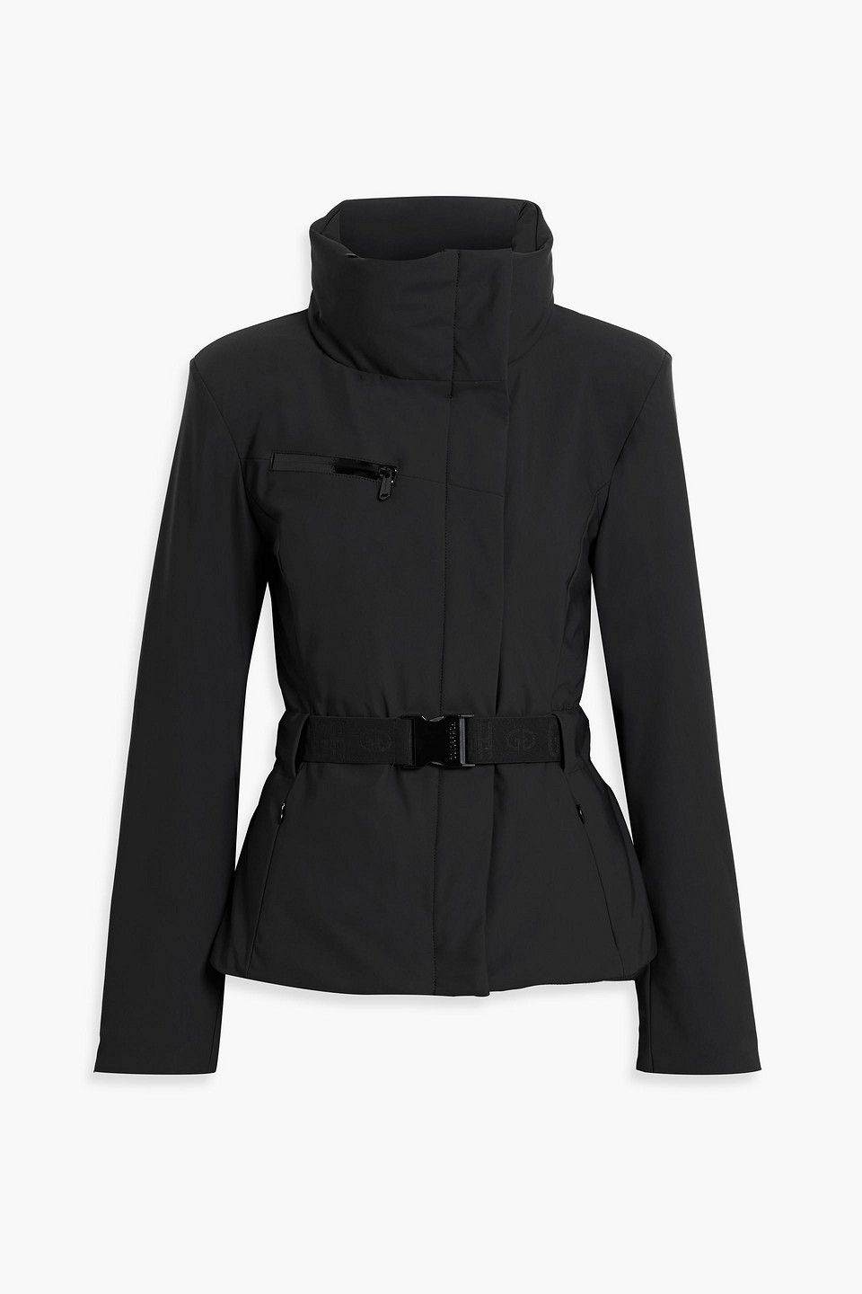 Goldbergh Elegante Belted Stretch-shell Down Ski Jacket In Black