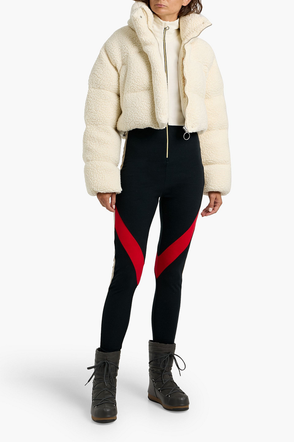 Cordova Kozzy Cropped Quilted Wool-blend Fleece Ski Jacket In White
