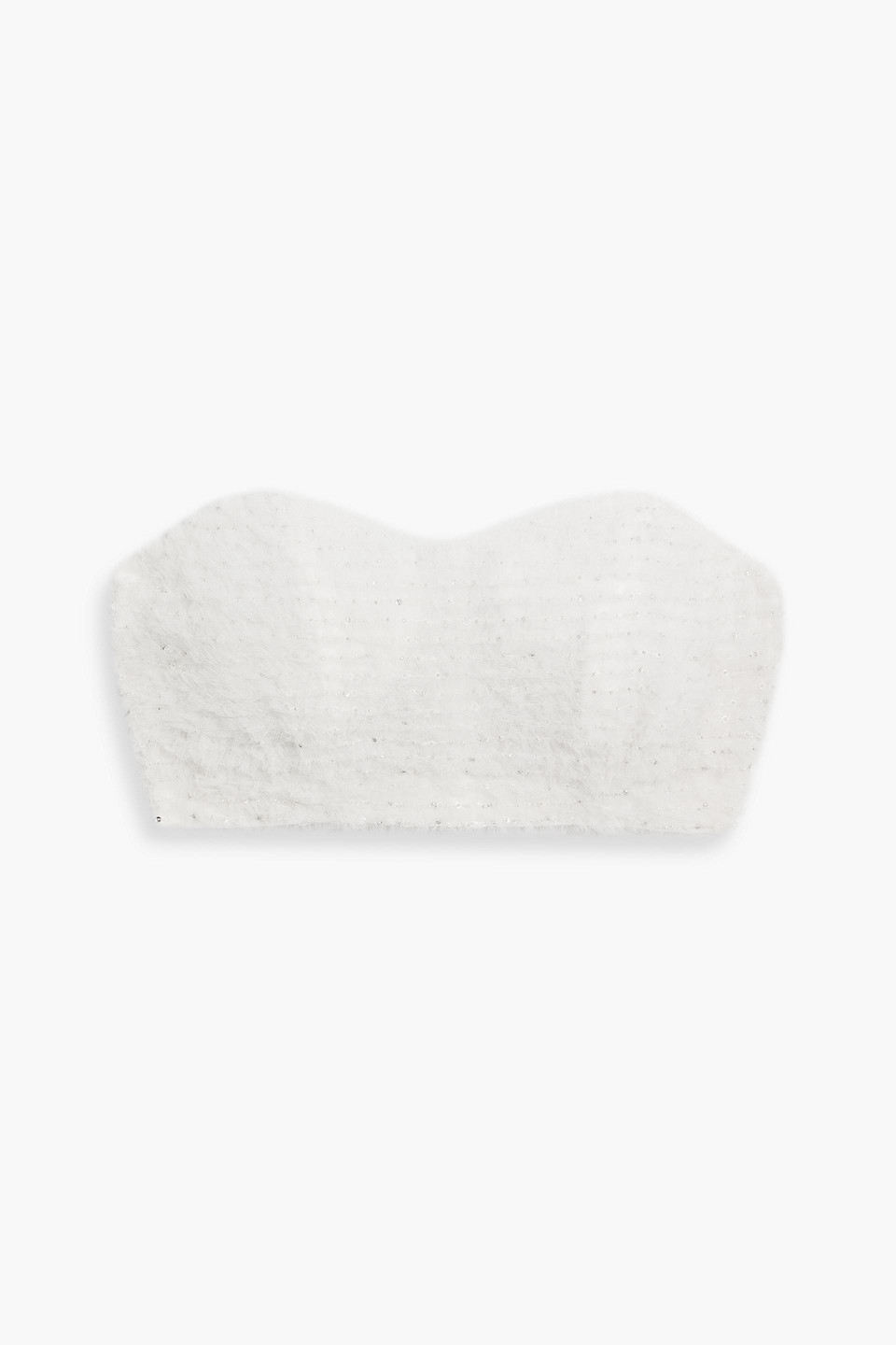 carolina herrera - strapless bead-embellished tulle top - white - xs