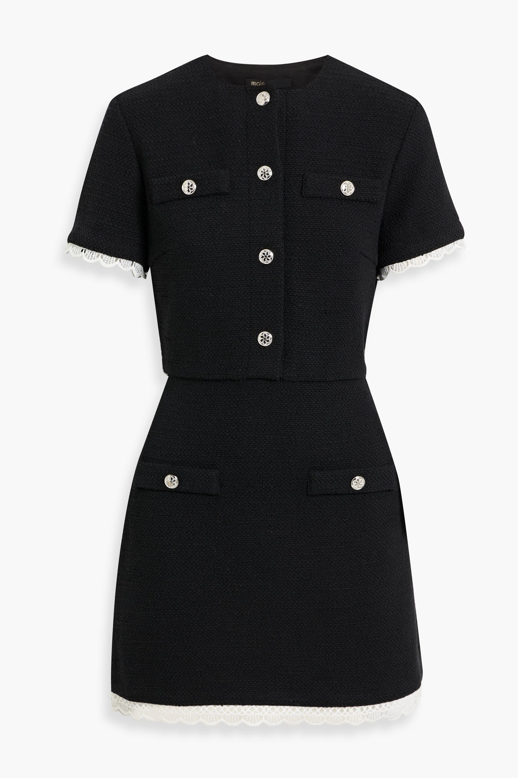 MAJE Lace-trimmed tweed mini dress thumbnail