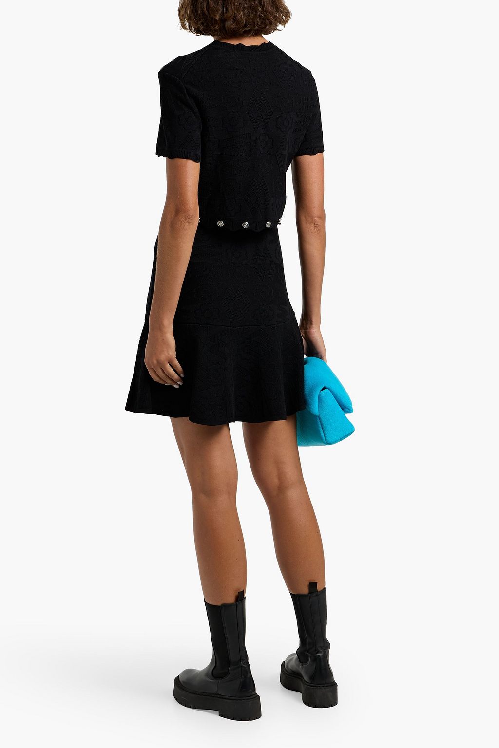 MAJE Button-detailed knitted mini dress