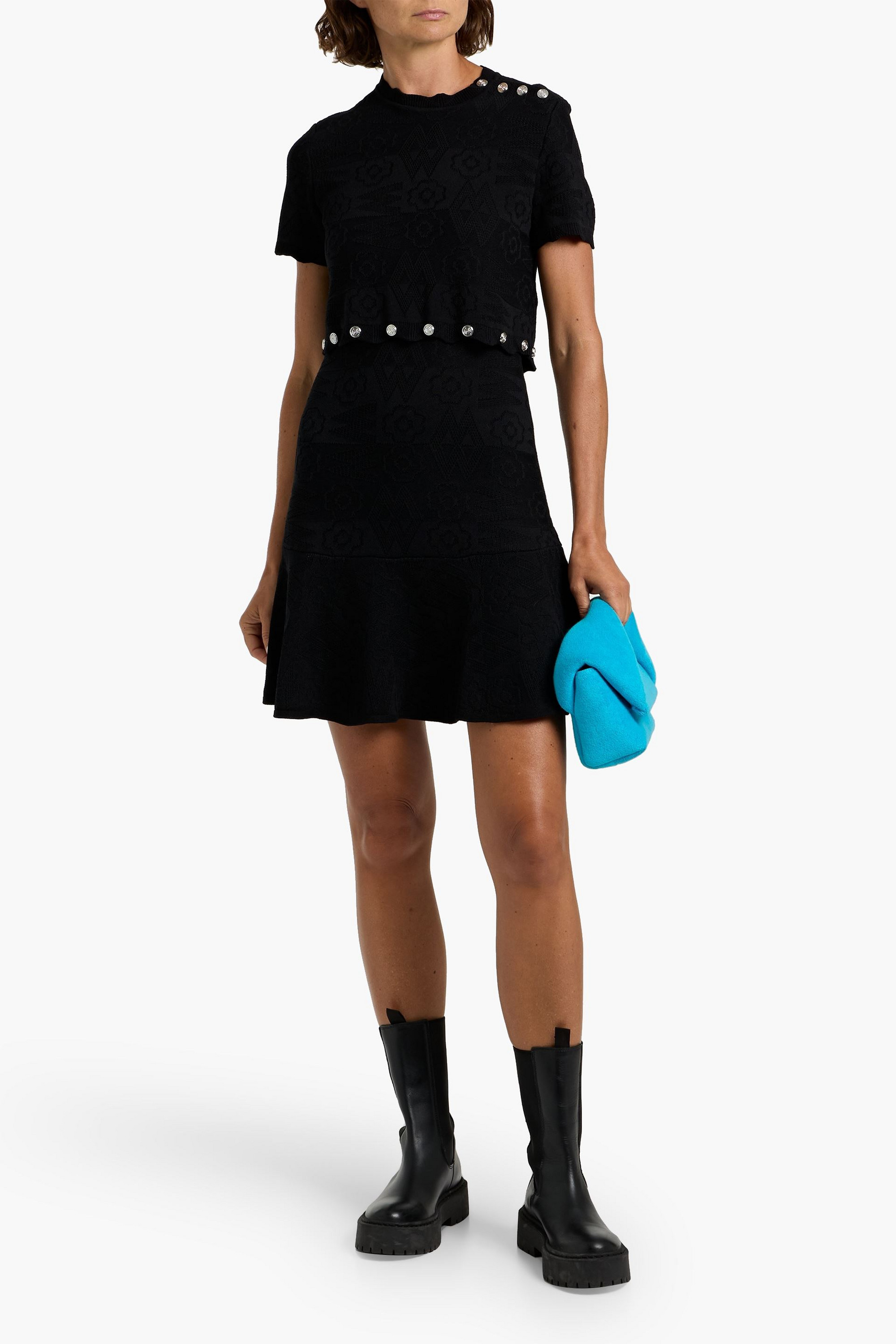 MAJE Button-detailed knitted mini dress