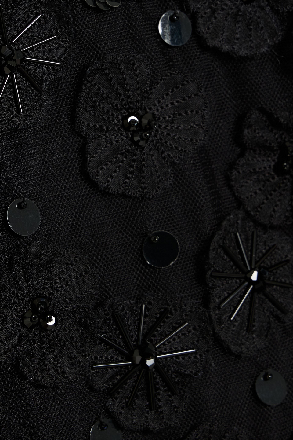 Carolina Herrera Embellished Tulle Top In Black