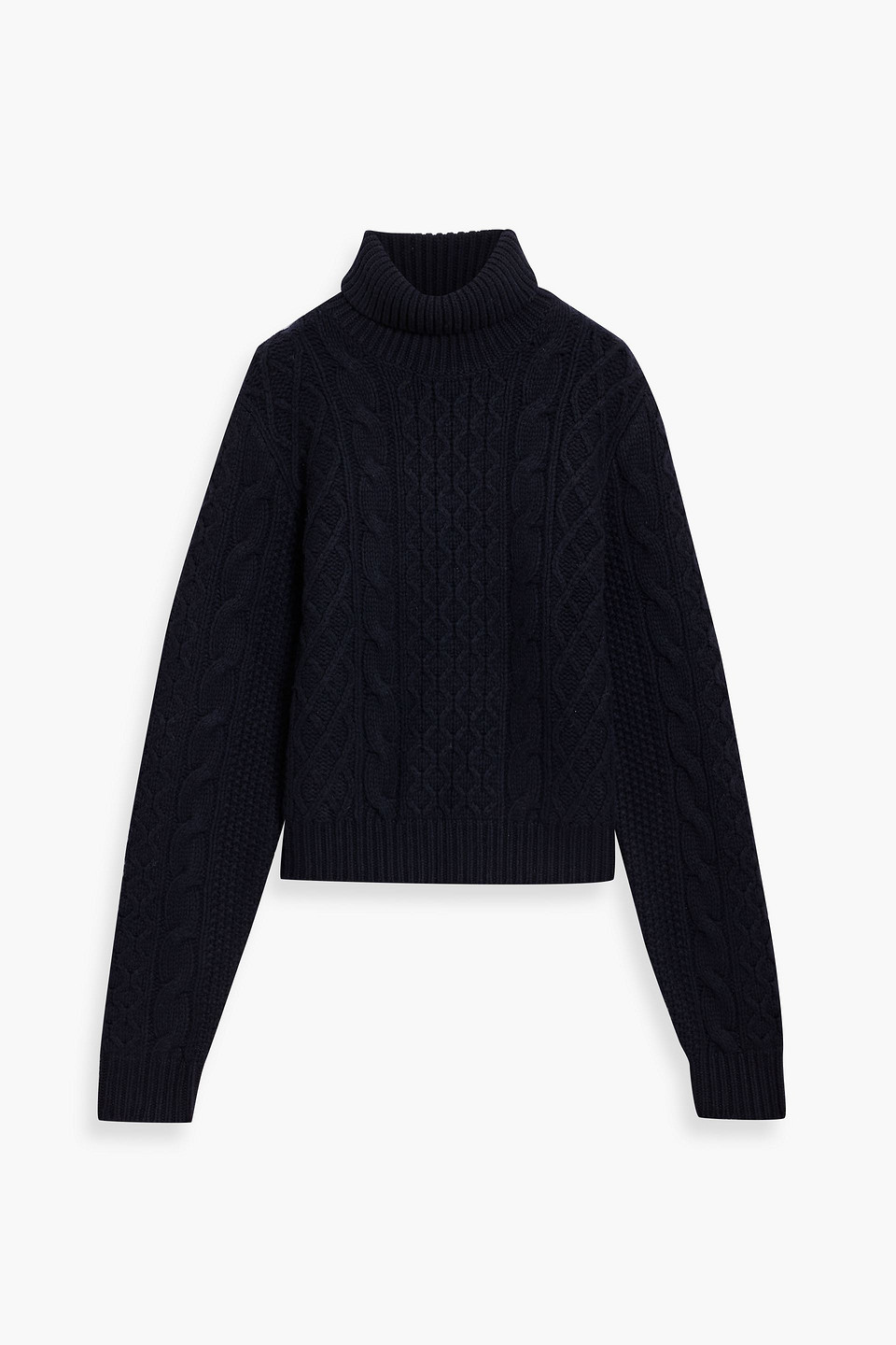 Nili Lotan Andrina Cable-knit Wool And Cashmere-blend Turtleneck Sweater In Blue