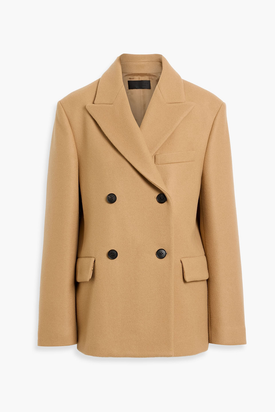 Nili Lotan Vianney Double-breasted Wool-felt Coat In Brown