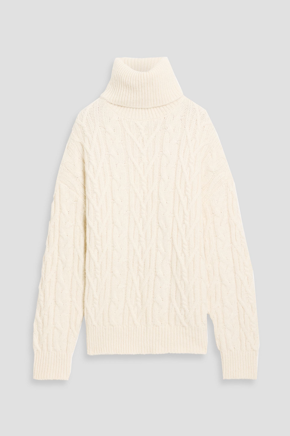 Nili Lotan Annie Cable-knit Alpaca, Cotton And Wool-blend Turtleneck Sweater In White