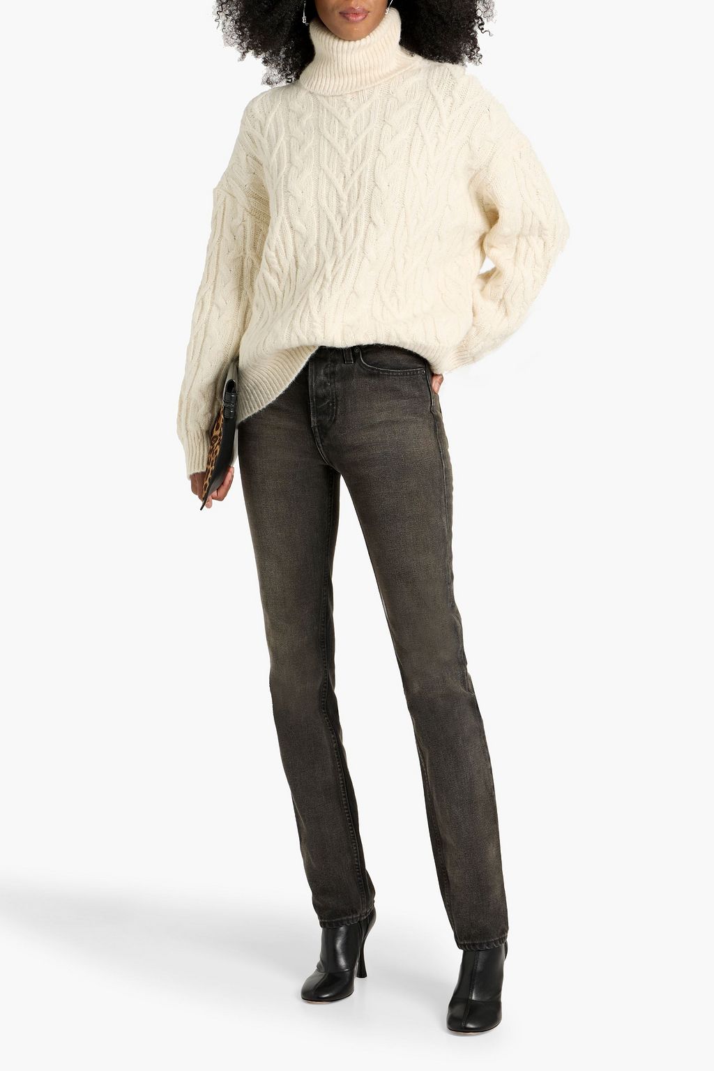 NILI LOTAN Annie cable-knit alpaca, cotton and wool-blend turtleneck sweater