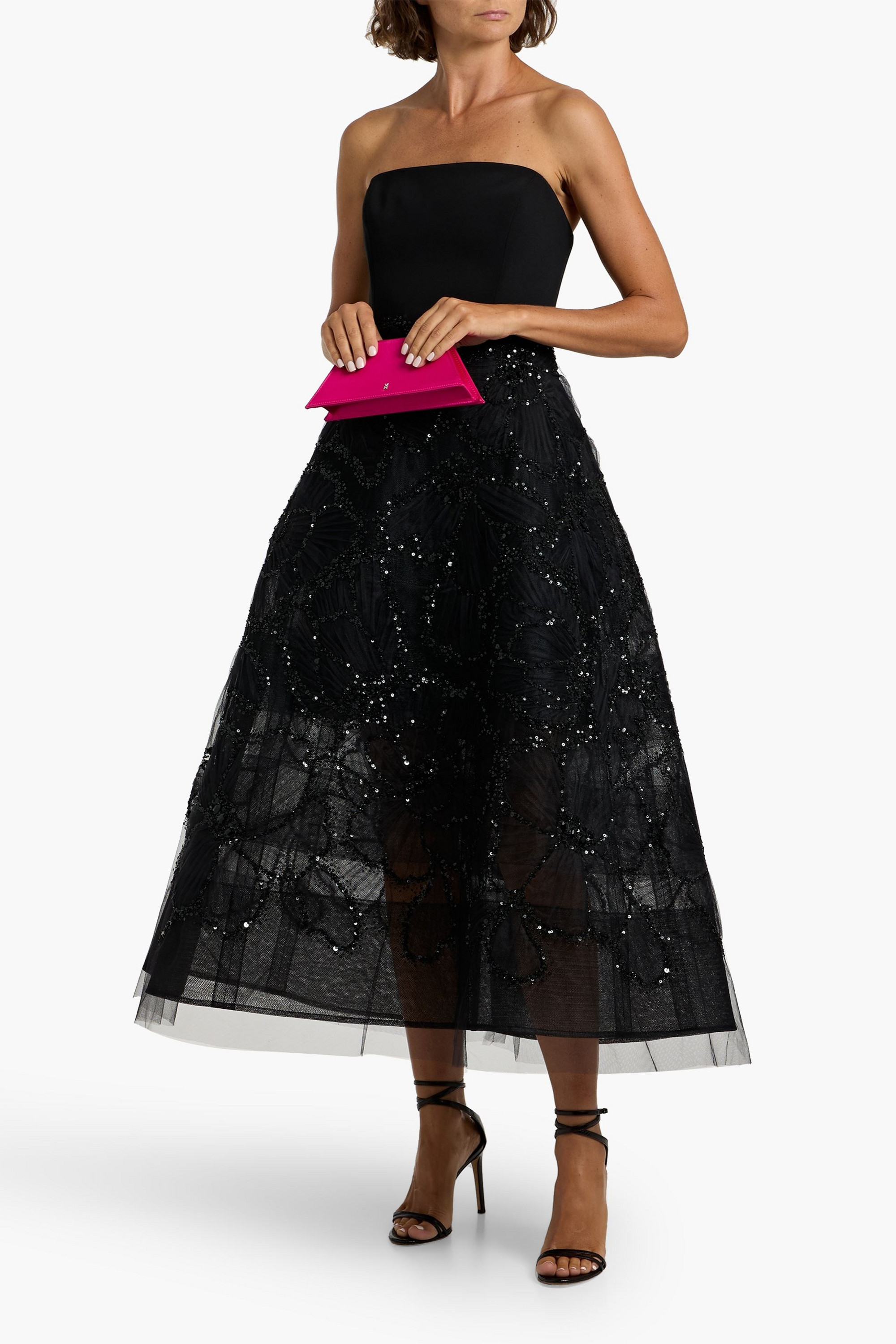 carolina herrera embellished crepe midi dress Carolina Herrera Embellished Tulle Midi Dress - Women - Neutral Dresses