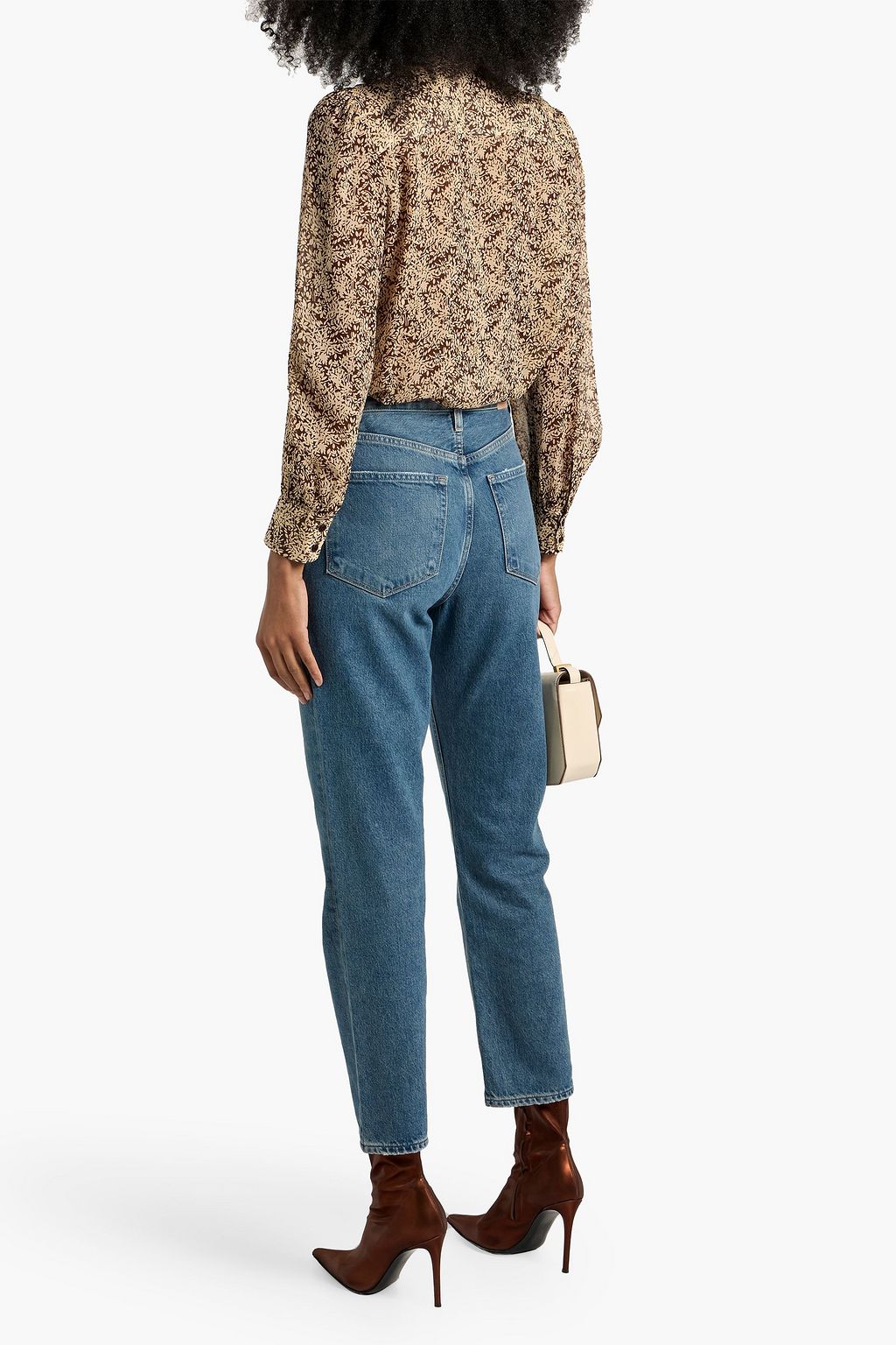 NILI LOTAN Carina pussy-bow printed silk-chiffon blouse
