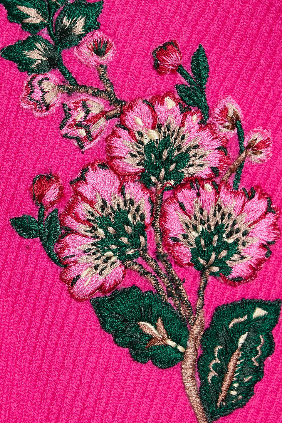 Carolina Herrera Embroidered Wool-gabardine Coat In Pink