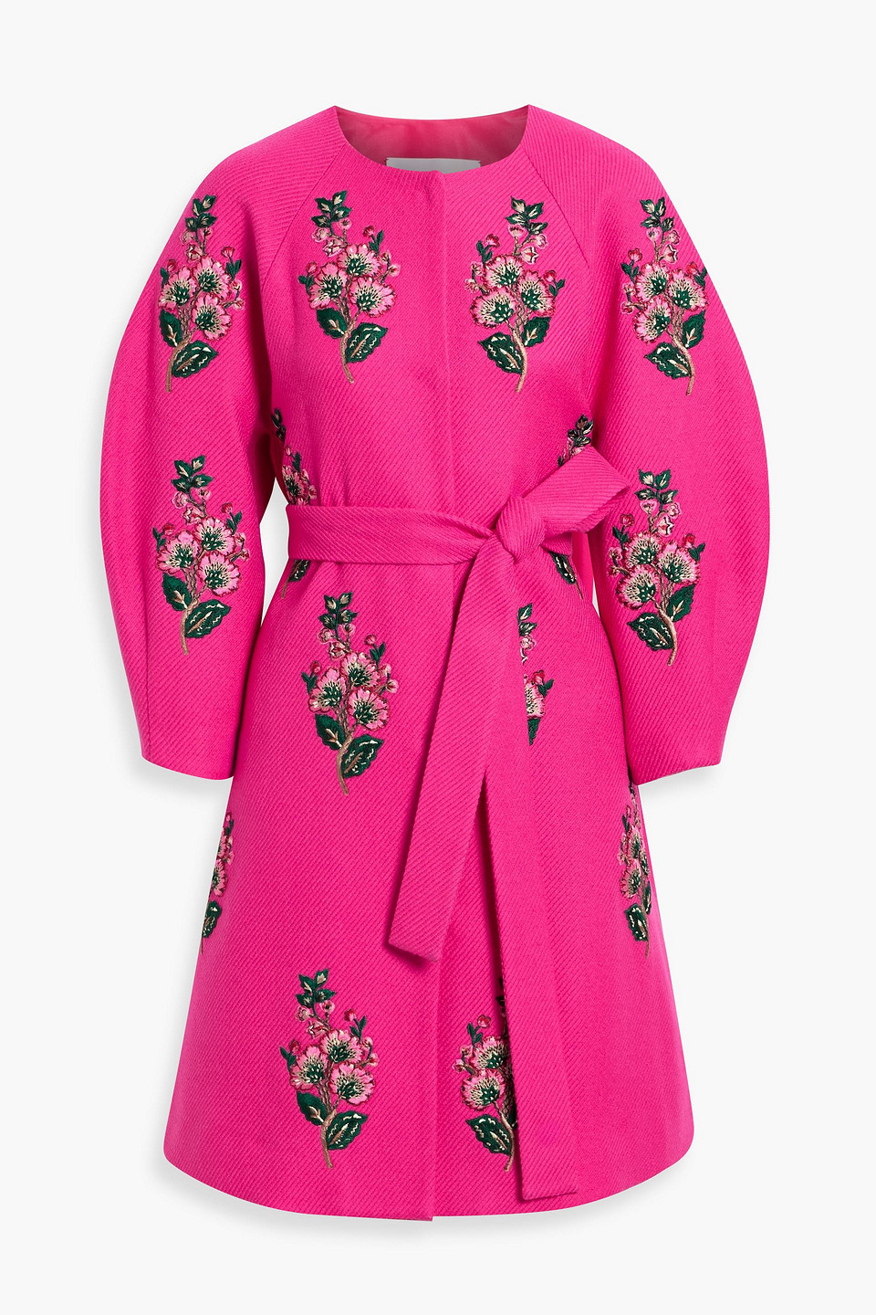 Carolina Herrera Embroidered Wool-gabardine Coat In Pink