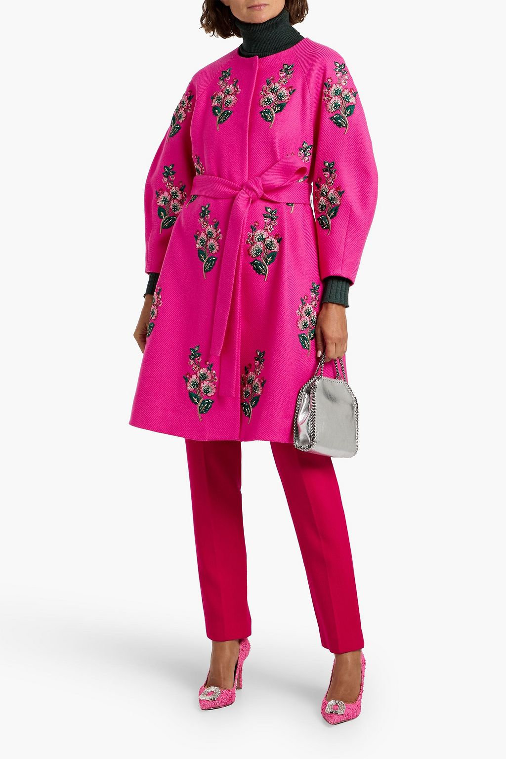 CAROLINA HERRERA Embroidered wool-gabardine coat