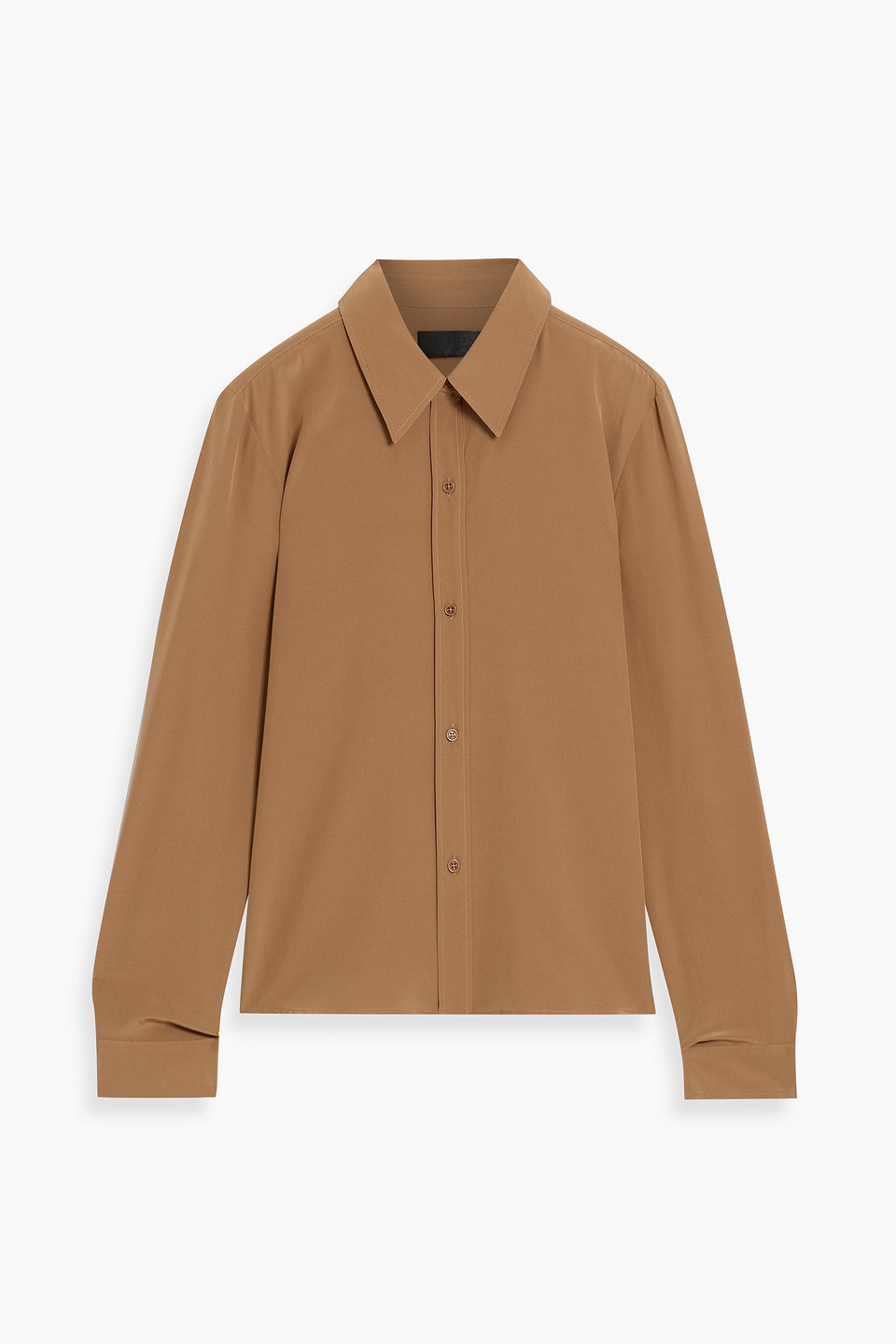 Nili Lotan Simone Silk Crepe De Chine Shirt In Brown