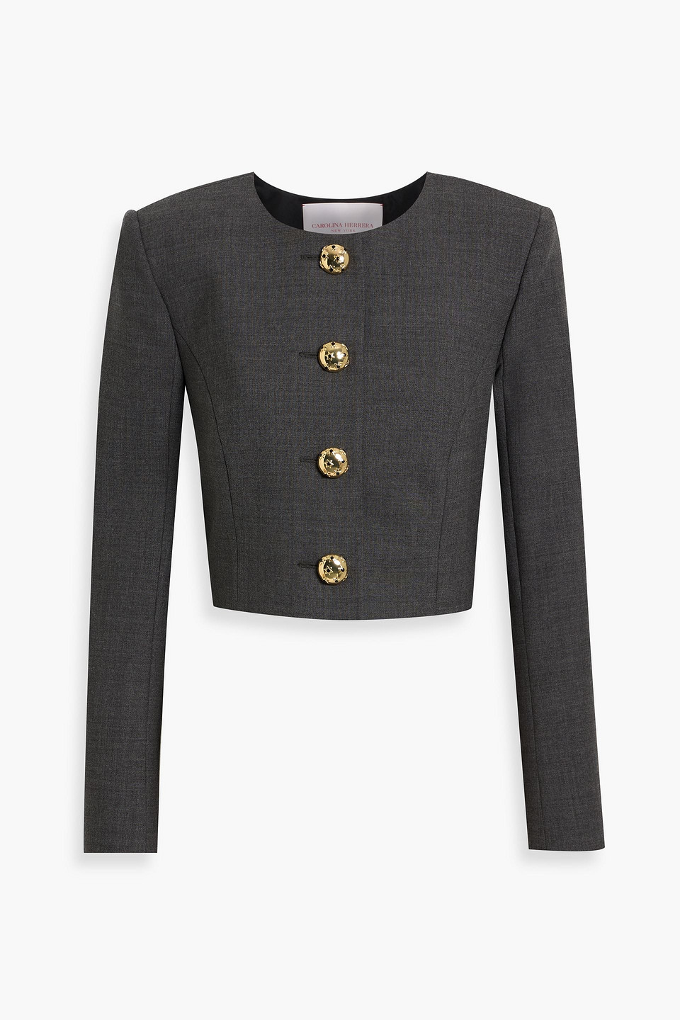 Carolina Herrera Cropped Wool-blend Jacket In Gray