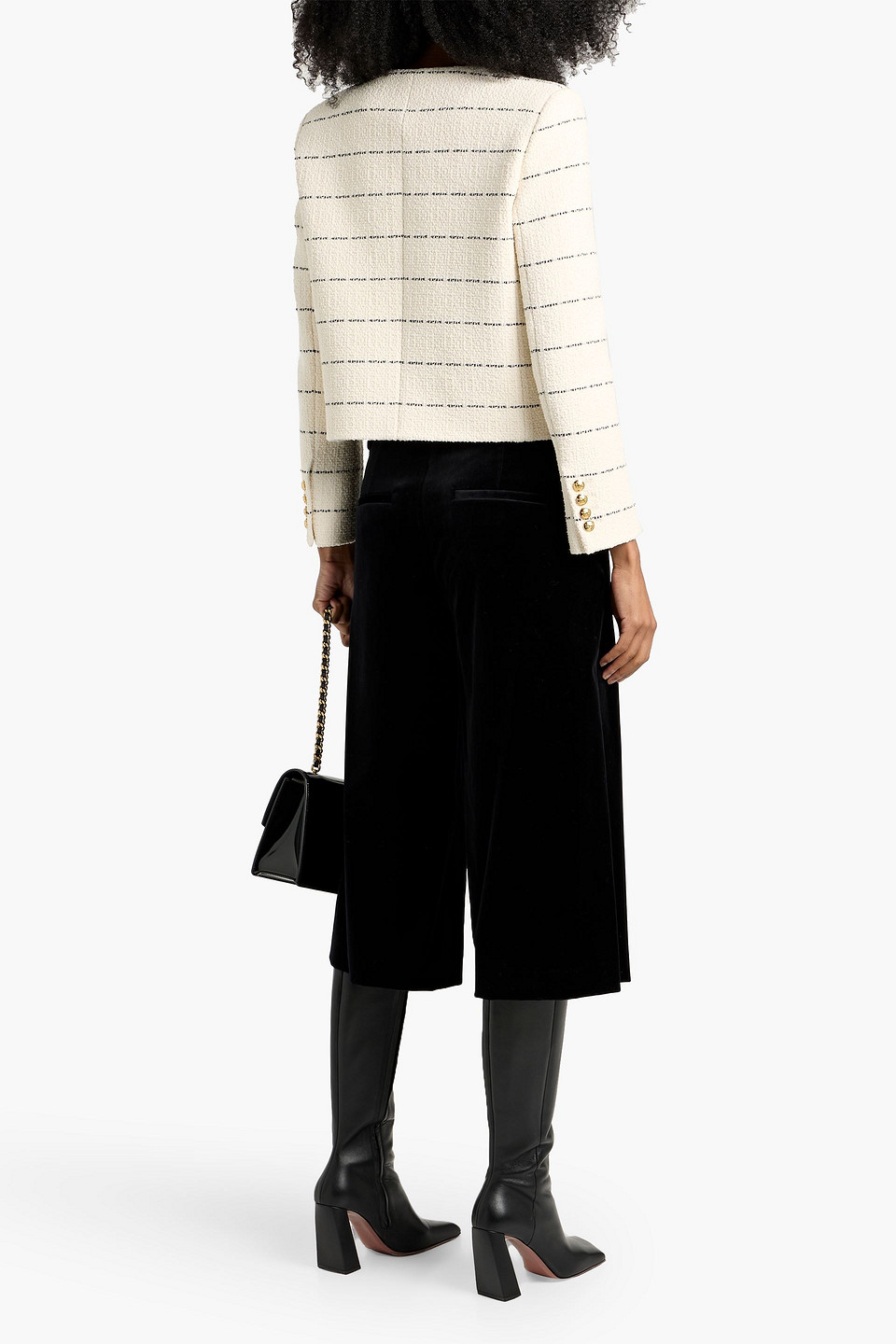 Nili Lotan Paige Striped Cotton-blend Tweed Jacket In Neutral