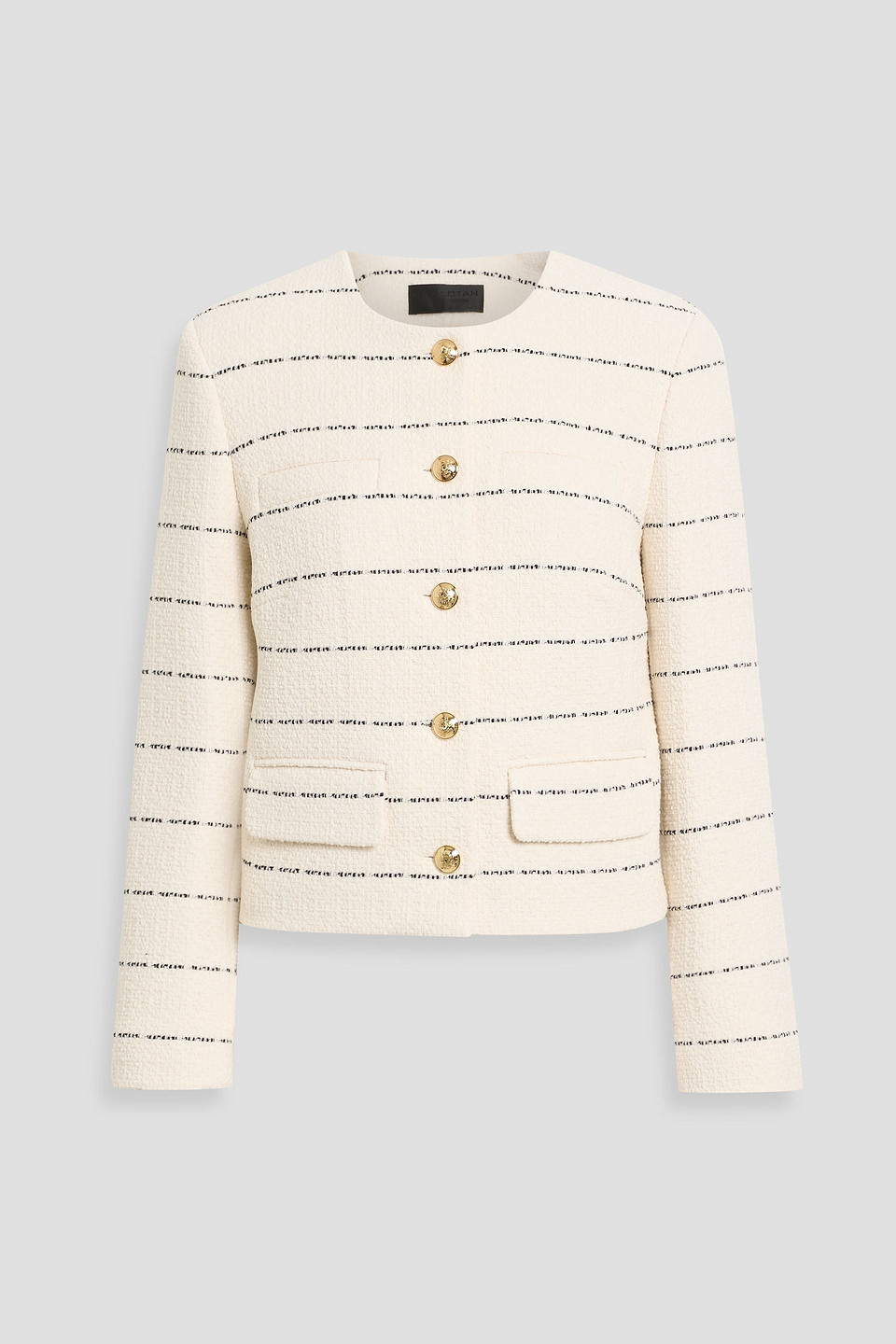 Nili Lotan Paige Striped Cotton-blend Tweed Jacket In Neutral