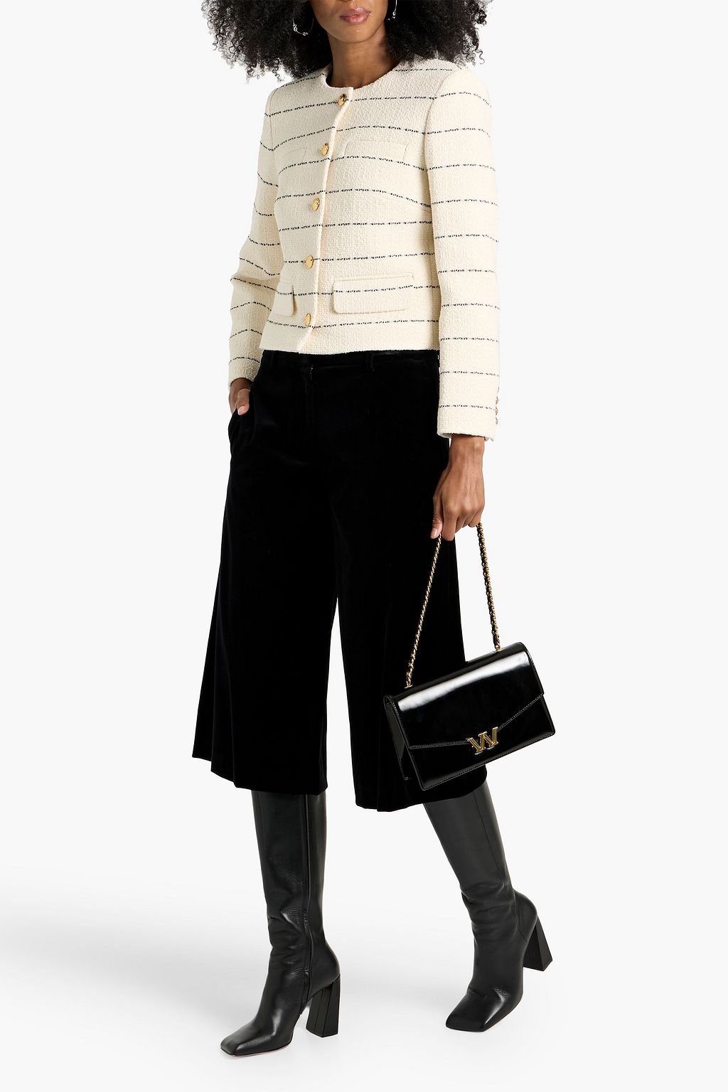 NILI LOTAN Paige striped cotton-blend tweed jacket