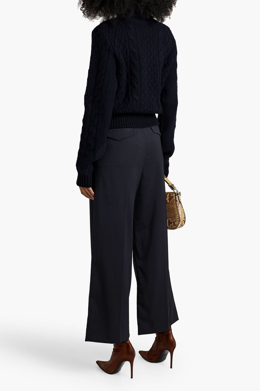 NILI LOTAN Emerald wool-blend twill wide-leg pants