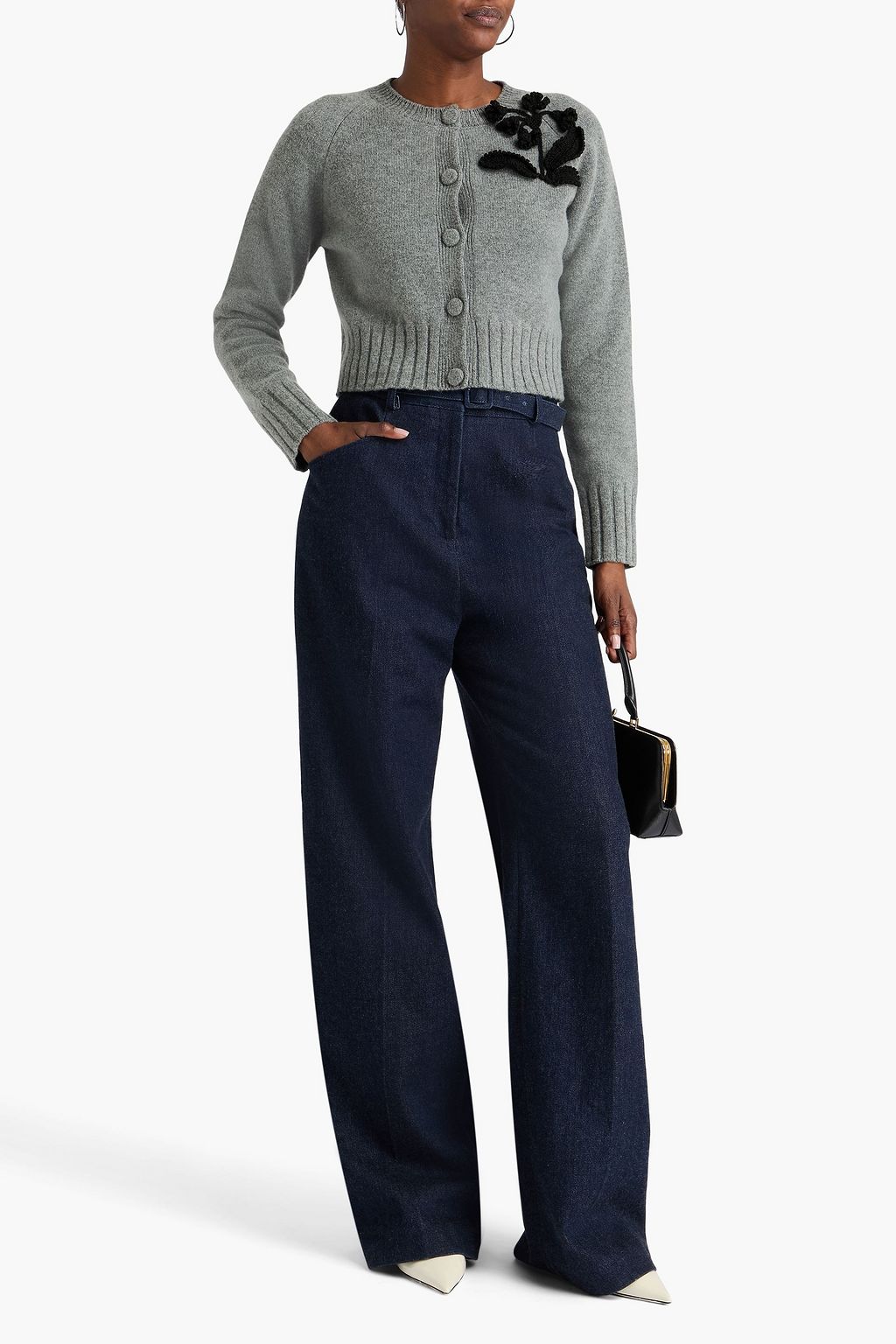 ERDEM Cropped crochet-trimmed wool cardigan