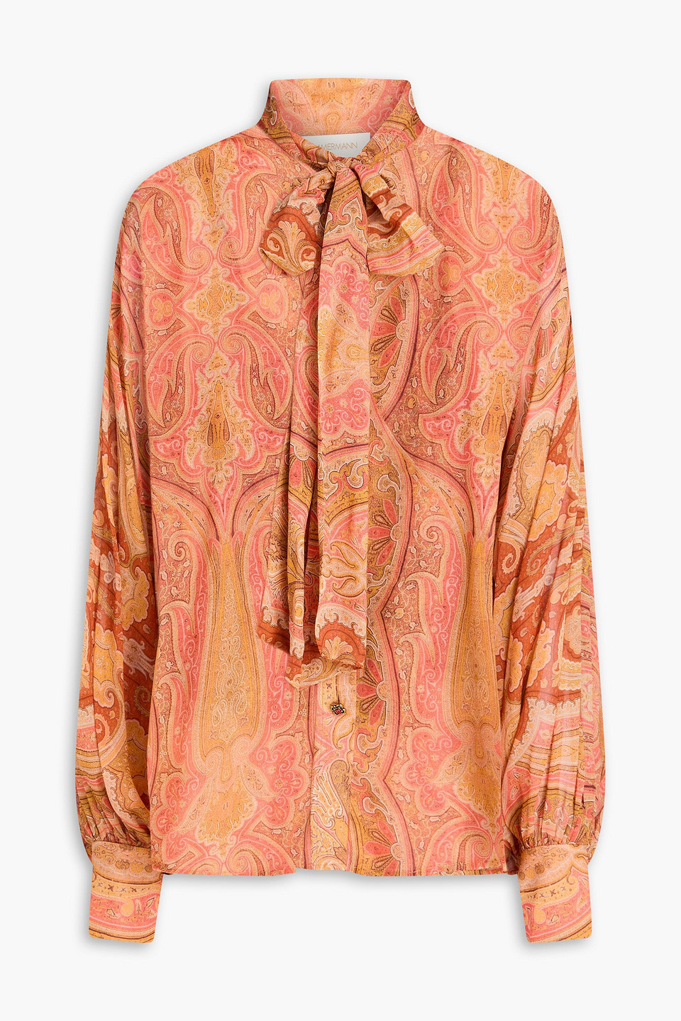 zimmermann - pussy-bow paisley-print georgette blouse - pink - 00
