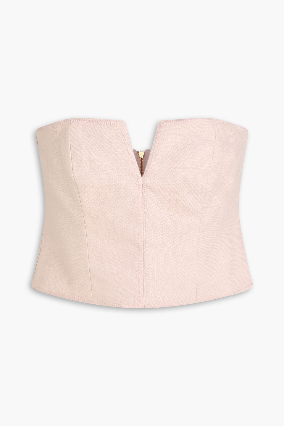 Zimmermann Cropped Strapless Linen Bustier Top In Pink