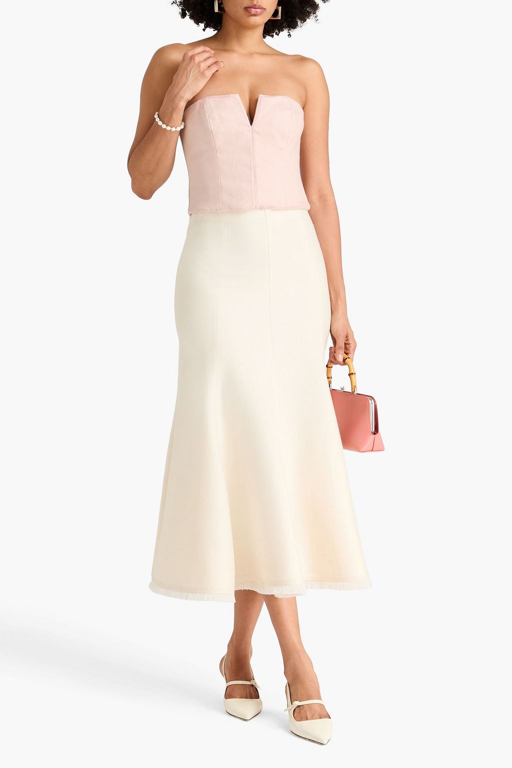 ZIMMERMANN Cropped strapless linen bustier top